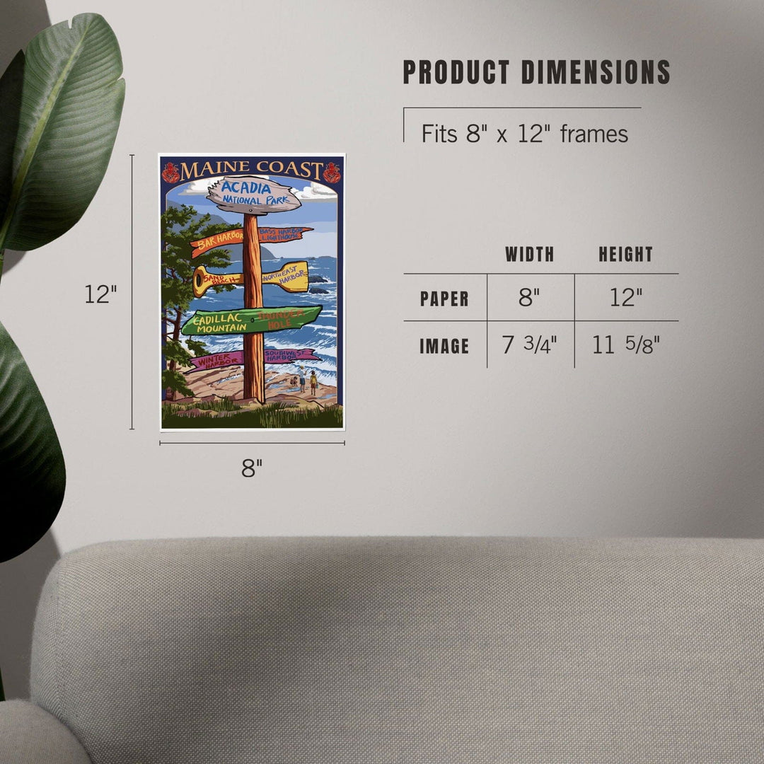 Acadia National Park, Maine, Destinations Sign, Art & Giclee Prints Art Lantern Press