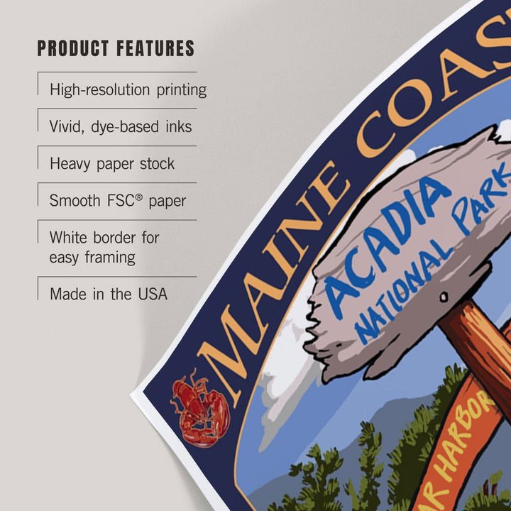 Acadia National Park, Maine, Destinations Sign, Art & Giclee Prints Art Lantern Press