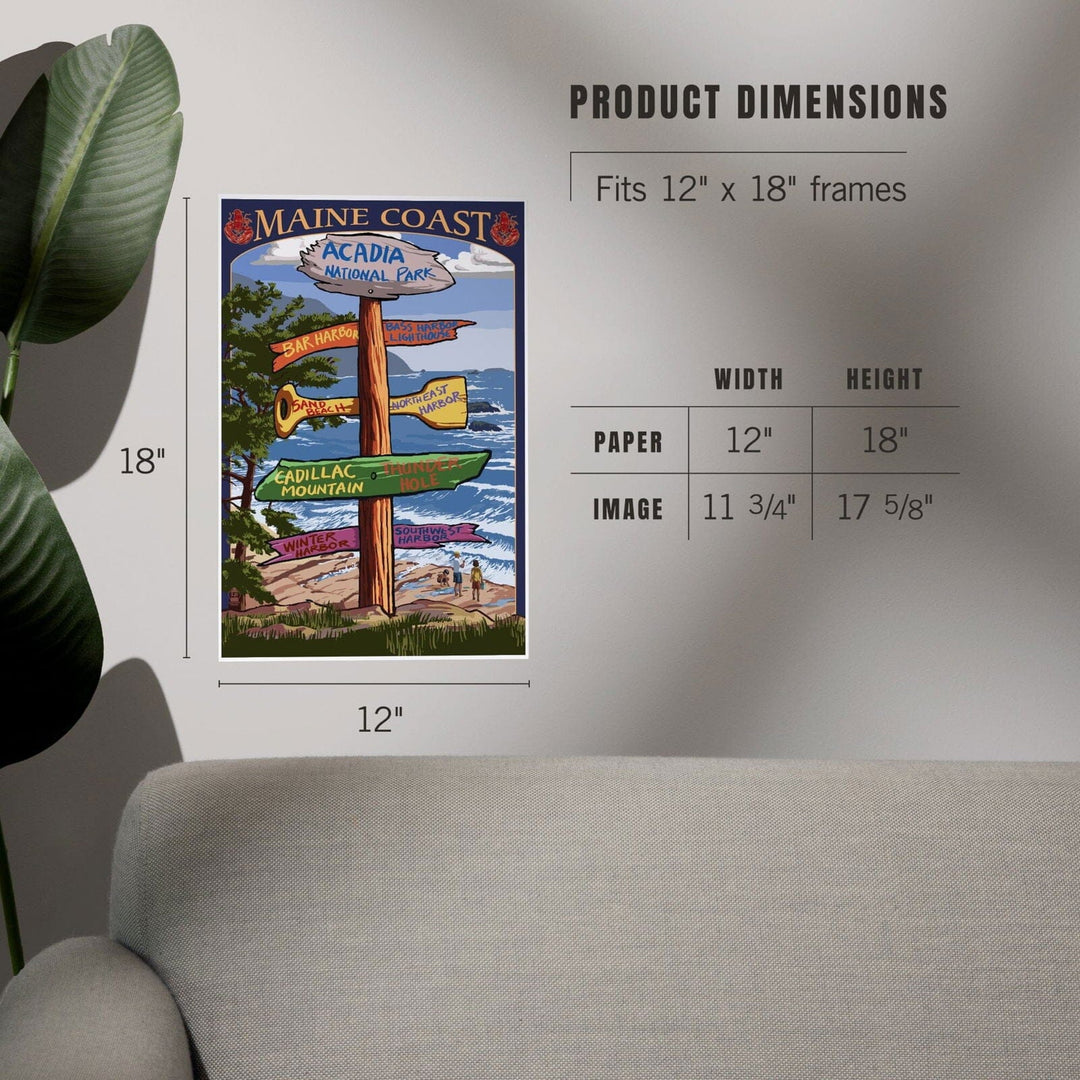 Acadia National Park, Maine, Destinations Sign, Art & Giclee Prints Art Lantern Press