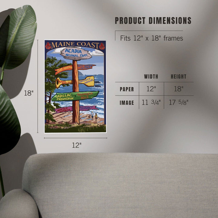 Acadia National Park, Maine, Destinations Sign, Art & Giclee Prints Art Lantern Press