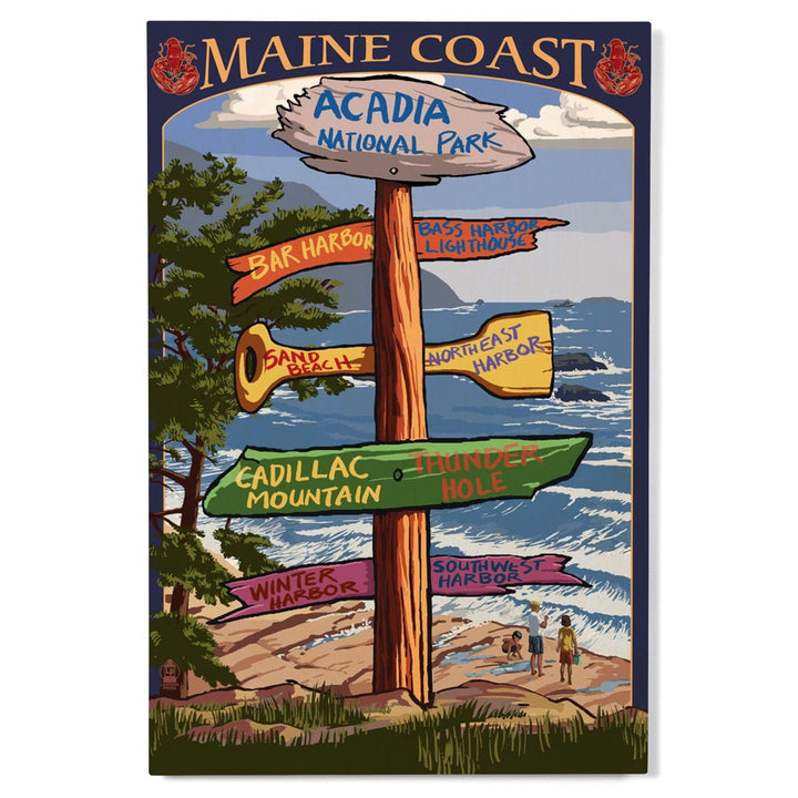 Acadia National Park, Maine, Destinations Sign, Lantern Press Artwork, Wood Signs and Postcards Wood Lantern Press