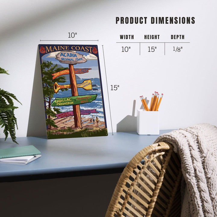 Acadia National Park, Maine, Destinations Sign, Lantern Press Artwork, Wood Signs and Postcards Wood Lantern Press