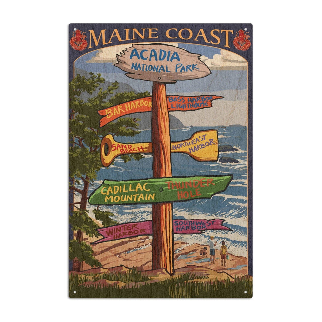 Acadia National Park, Maine, Destinations Sign, Lantern Press Artwork, Wood Signs and Postcards Wood Lantern Press