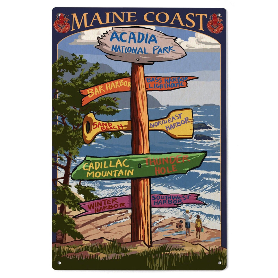 Acadia National Park, Maine, Destinations Sign, Lantern Press Artwork, Wood Signs and Postcards Wood Lantern Press