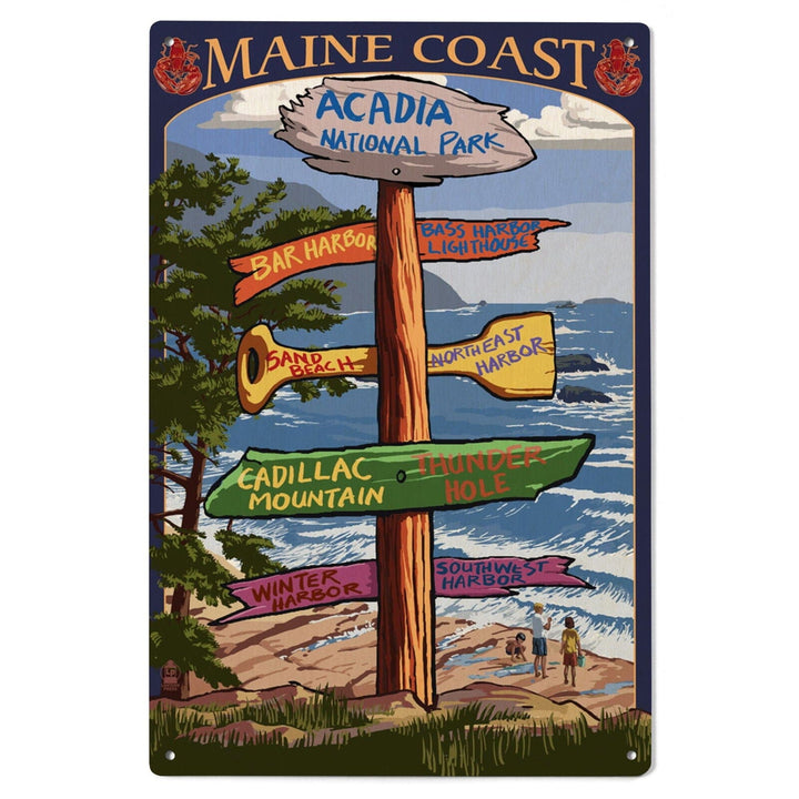 Acadia National Park, Maine, Destinations Sign, Lantern Press Artwork, Wood Signs and Postcards Wood Lantern Press