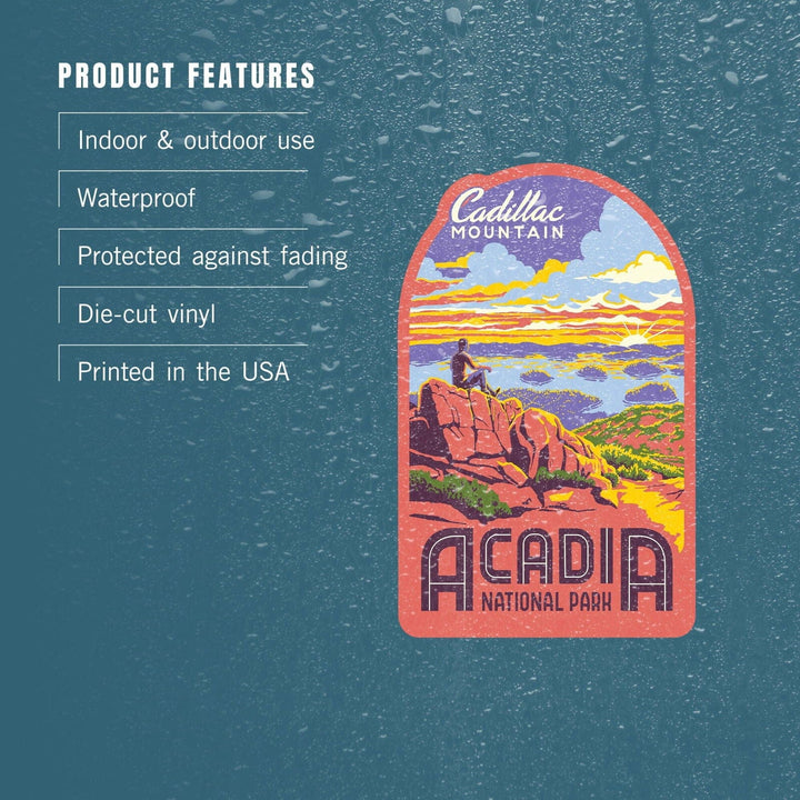 Acadia National Park, Maine, Explorer Series, Cadillac Mountain, Contour, Vinyl Sticker Sticker Lantern Press