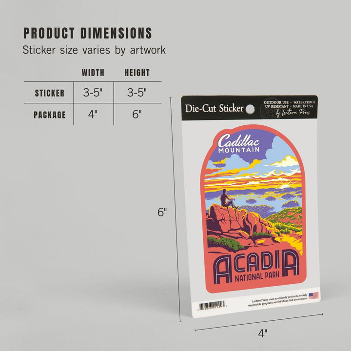 Acadia National Park, Maine, Explorer Series, Cadillac Mountain, Contour, Vinyl Sticker Sticker Lantern Press