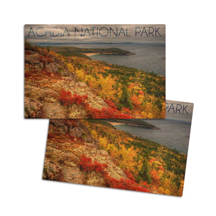 Acadia National Park, Maine, Fall Scenery, Lantern Press Photography, Wood Signs and Postcards Wood Lantern Press 4x6 Wood Postcard Set
