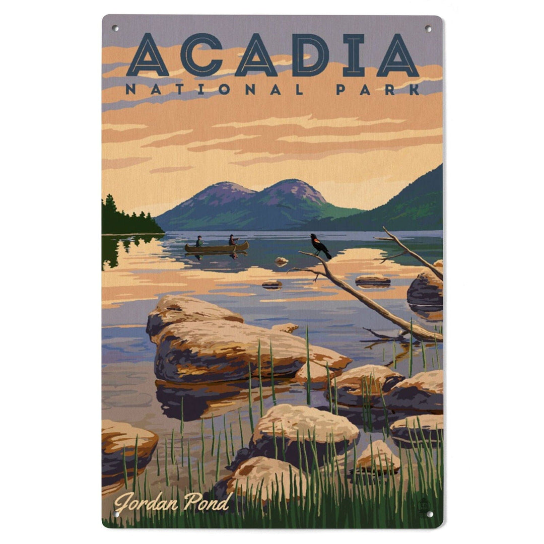 Acadia National Park, Maine, Jordan Pond Illustration, Lantern Press Artwork, Wood Signs and Postcards Wood Lantern Press