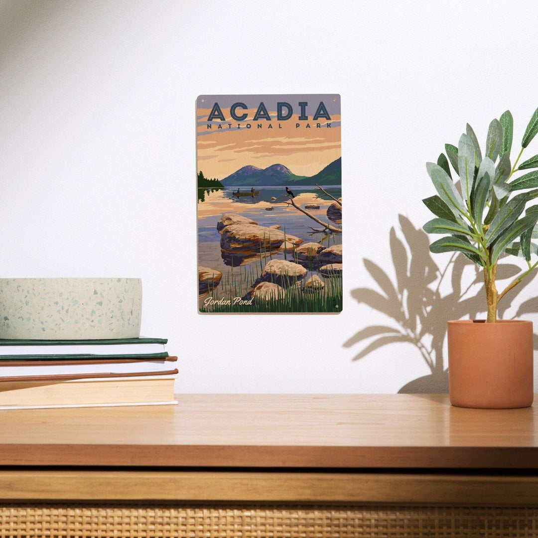 Acadia National Park, Maine, Jordan Pond Illustration, Lantern Press Artwork, Wood Signs and Postcards Wood Lantern Press