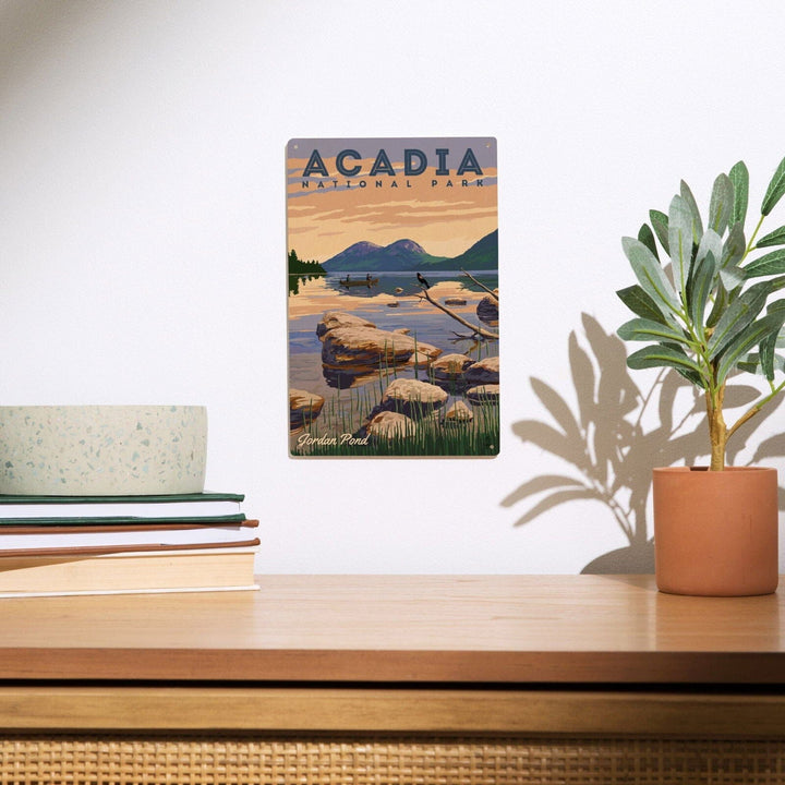 Acadia National Park, Maine, Jordan Pond Illustration, Lantern Press Artwork, Wood Signs and Postcards Wood Lantern Press