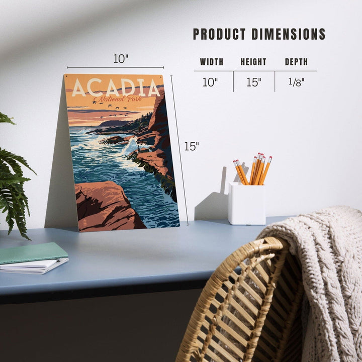Acadia National Park, Maine, Mount Desert Island Illustration, Lantern Press Artwork, Wood Signs and Postcards Wood Lantern Press
