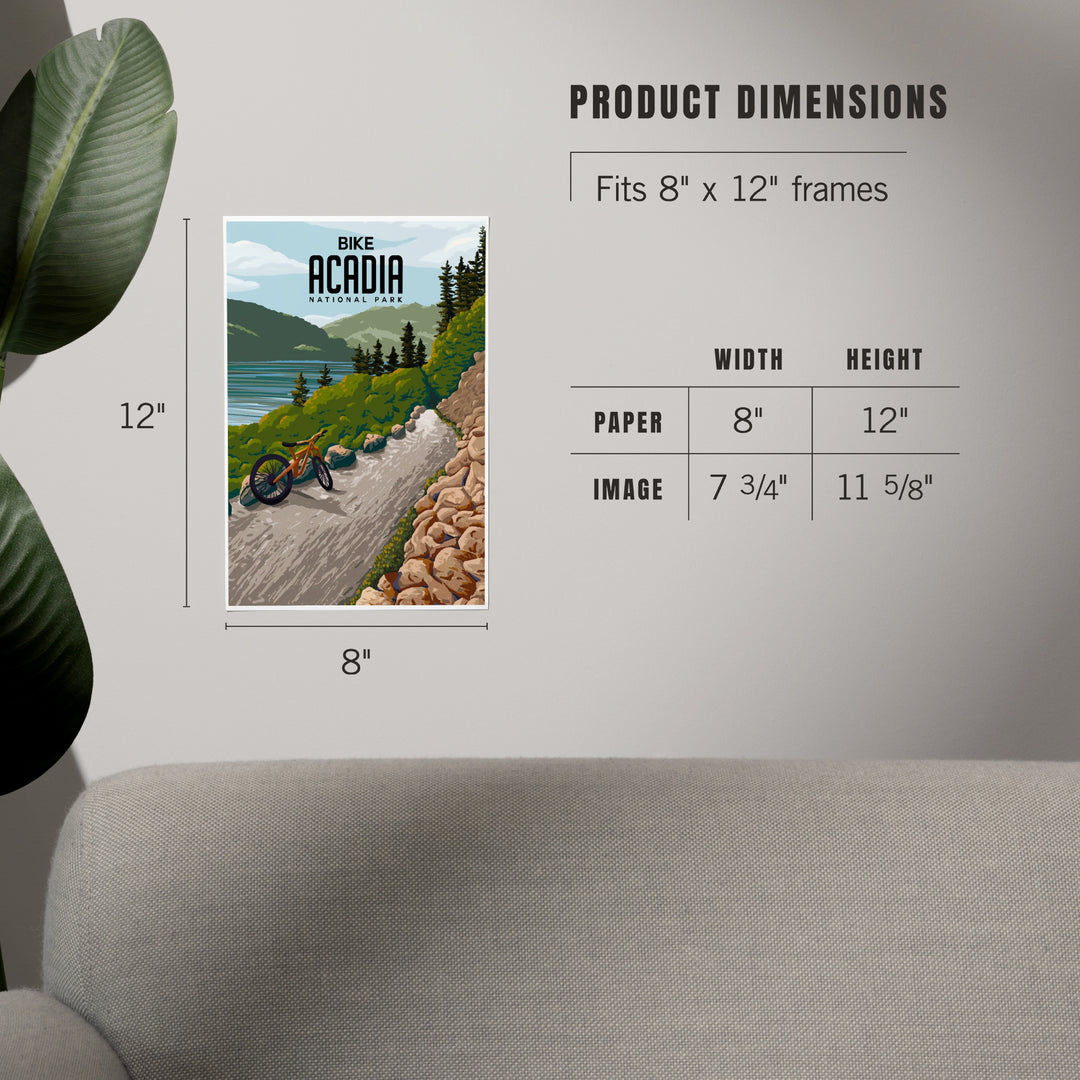 Acadia National Park, Maine, Painterly, Biking River Path, Art & Giclee Prints Art Lantern Press