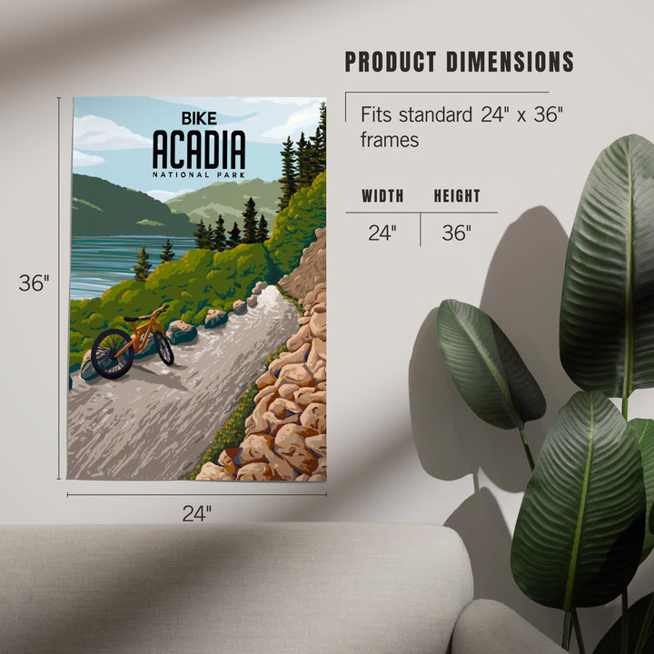 Acadia National Park, Maine, Painterly, Biking River Path, Art & Giclee Prints Art Lantern Press