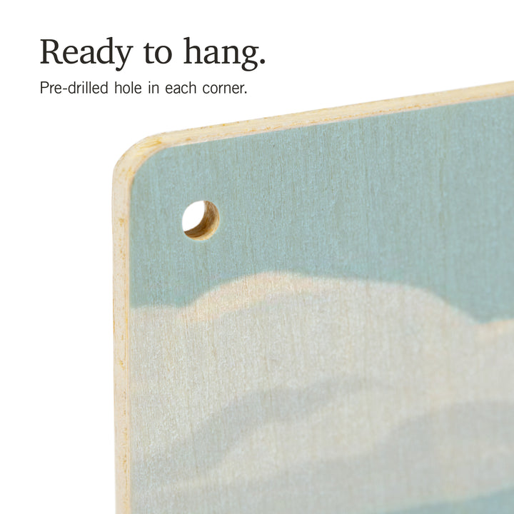 Acadia National Park, Maine, Painterly, Biking River Path, Wood Signs and Postcards Wood Lantern Press