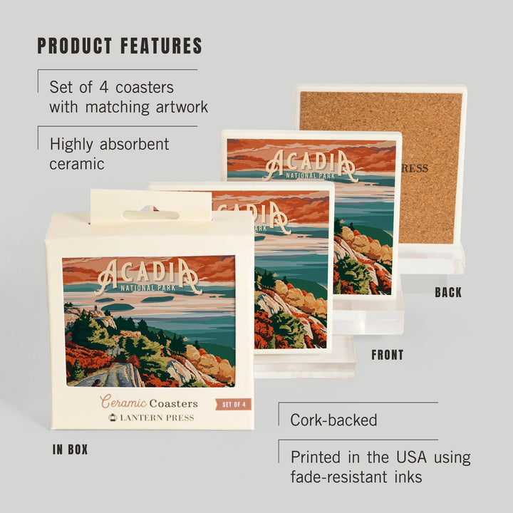 Acadia National Park, Maine, Painterly National Park Series, Coasters Coasters Lantern Press