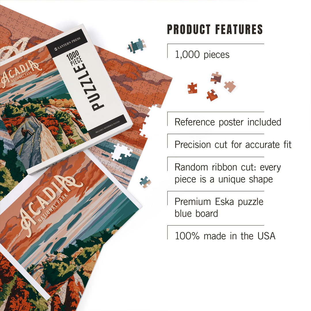 Acadia National Park, Maine, Painterly National Park Series, Jigsaw Puzzle Puzzle Lantern Press