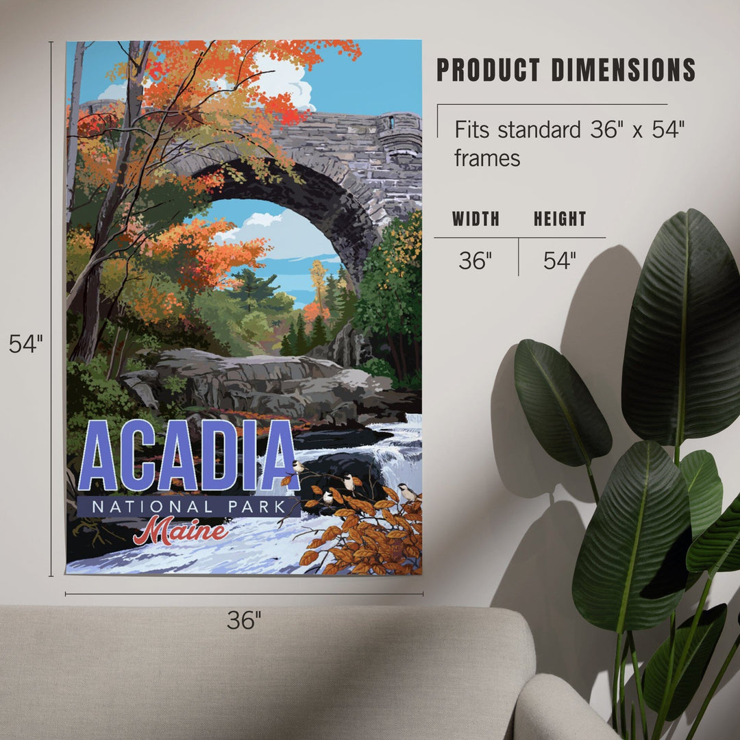 Acadia National Park, Maine, Stone Bridge Illustration, Art & Giclee Prints Art Lantern Press