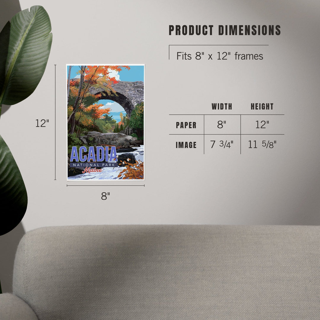 Acadia National Park, Maine, Stone Bridge Illustration, Art & Giclee Prints Art Lantern Press