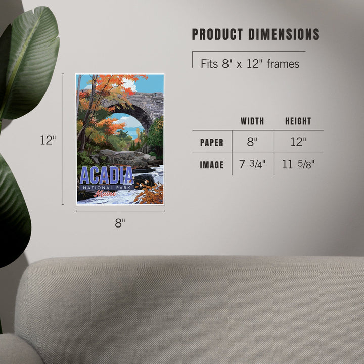 Acadia National Park, Maine, Stone Bridge Illustration, Art & Giclee Prints Art Lantern Press