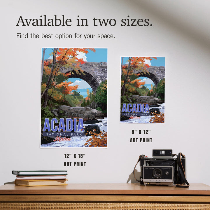 Acadia National Park, Maine, Stone Bridge Illustration, Art & Giclee Prints Art Lantern Press