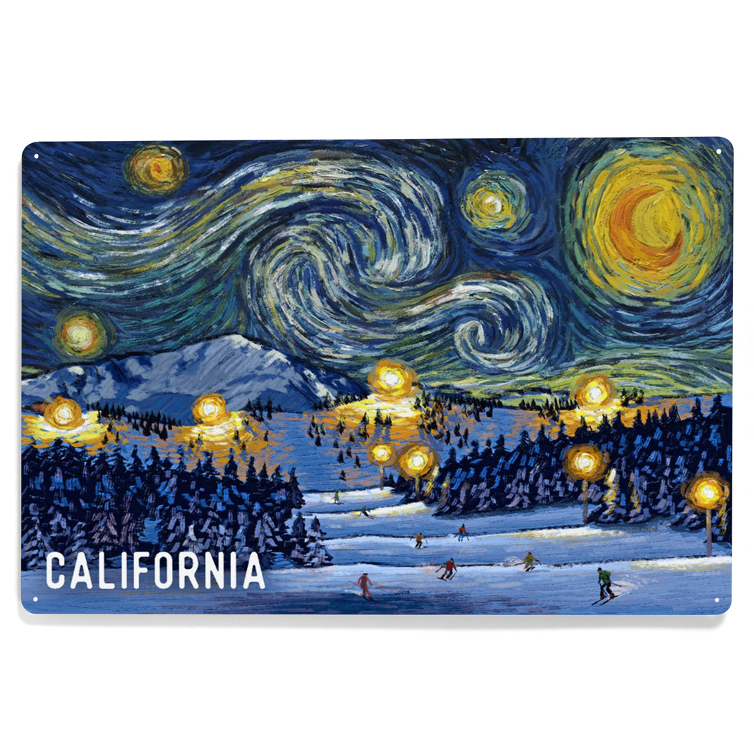 California, Starry Night, Ski Resort, Metal Signs
