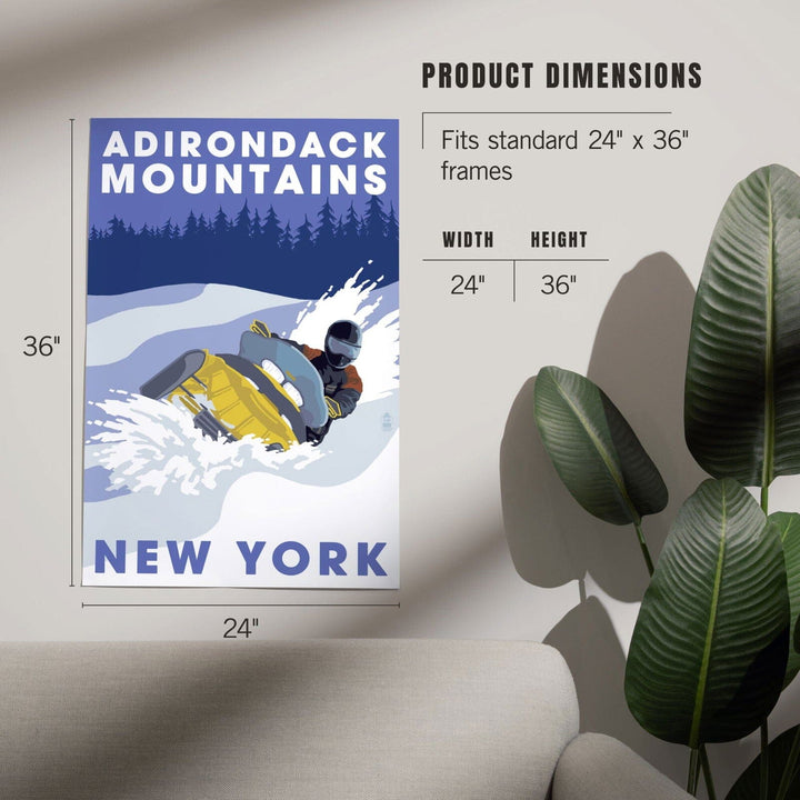 Adirondack Mountains, New York, Snowmobile Scene, Art & Giclee Prints Art Lantern Press