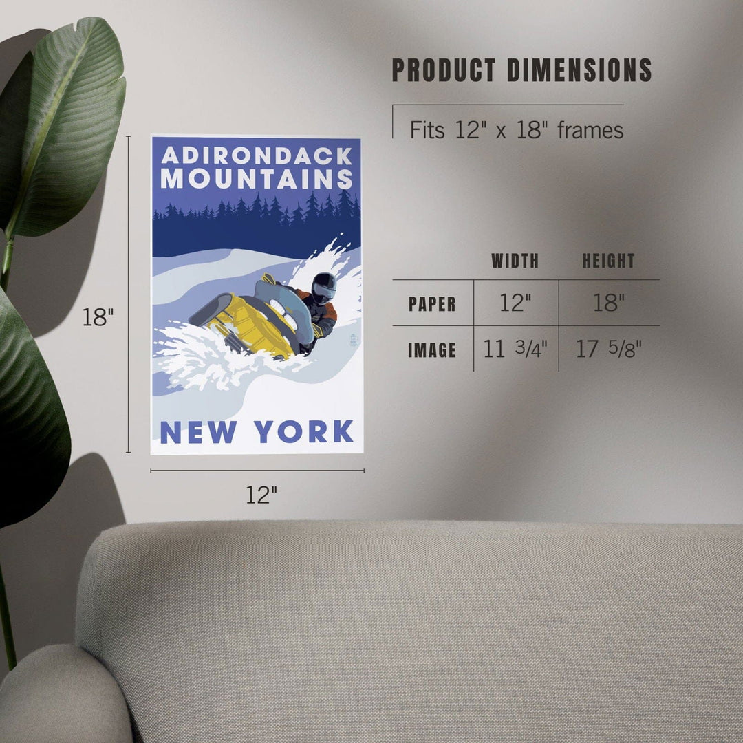 Adirondack Mountains, New York, Snowmobile Scene, Art & Giclee Prints Art Lantern Press