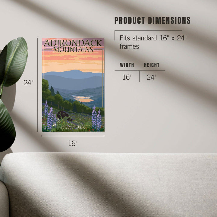 Adirondacks Mountains, New York State, Bears and Spring Flowers, Art & Giclee Prints Art Lantern Press