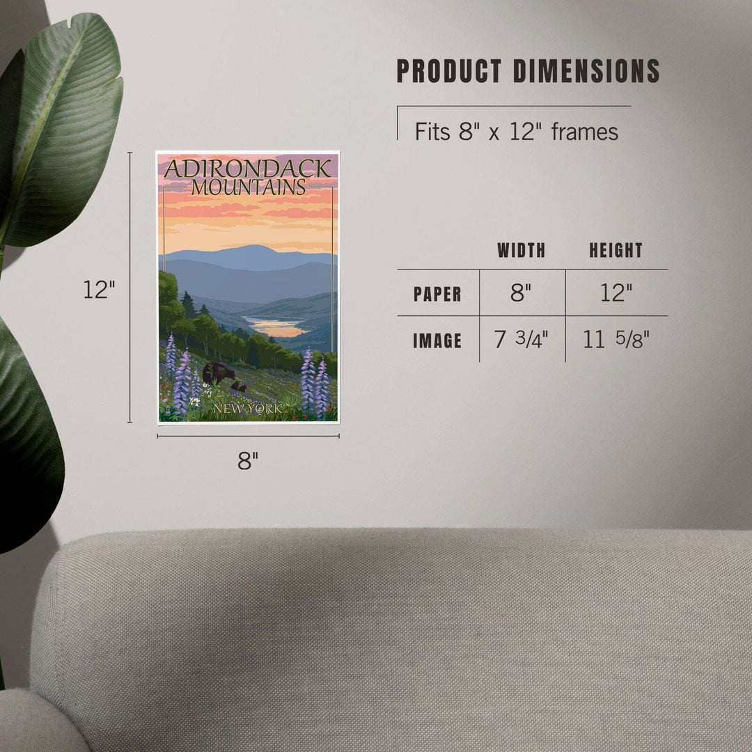 Adirondacks Mountains, New York State, Bears and Spring Flowers, Art & Giclee Prints Art Lantern Press