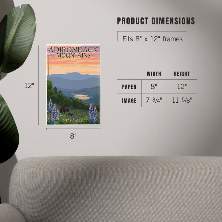 Adirondacks Mountains, New York State, Bears and Spring Flowers, Art & Giclee Prints Art Lantern Press