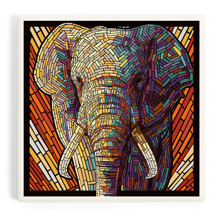 African Elephant, Paper Mosaic, Coasters Coasters Lantern Press