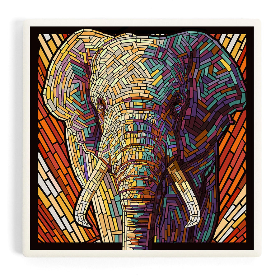 African Elephant, Paper Mosaic, Coasters Coasters Lantern Press