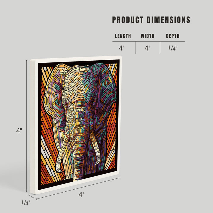 African Elephant, Paper Mosaic, Coasters Coasters Lantern Press