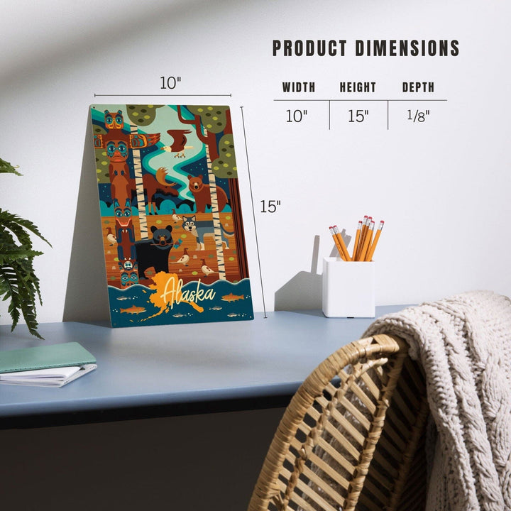 Alaska, Animals, Geometric, Lantern Press Artwork, Wood Signs and Postcards Wood Lantern Press