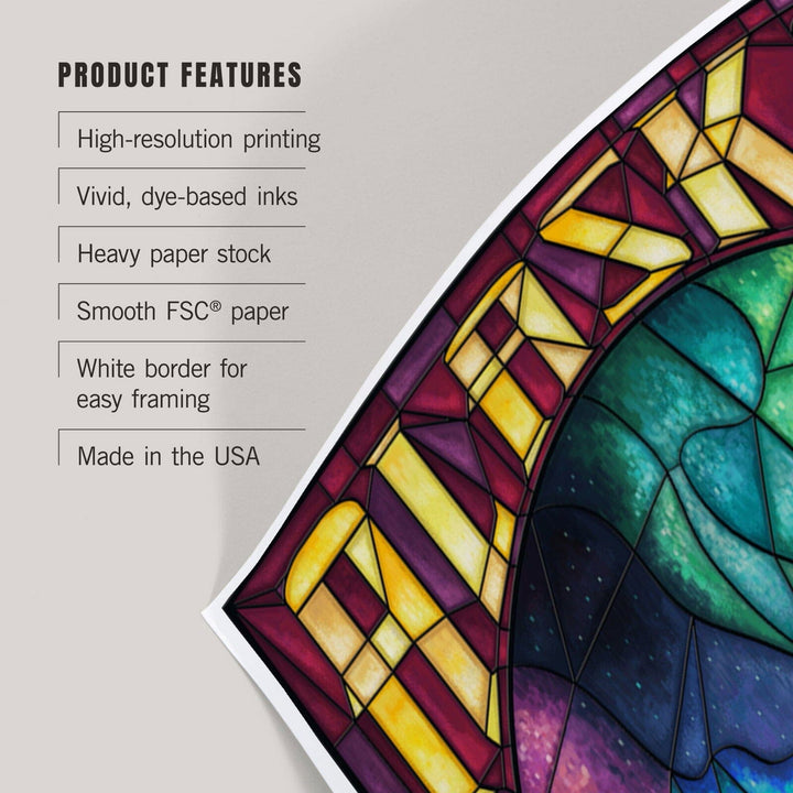 Alaska, Cabin and Northern Lights Stained Glass, Art & Giclee Prints Art Lantern Press