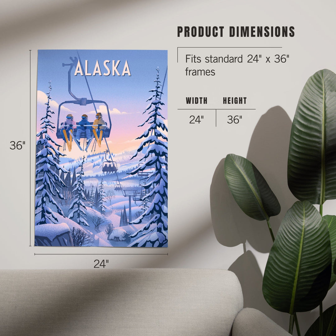Alaska, Chill on the Uphill, Ski Lift, Art & Giclee Prints Art Lantern Press