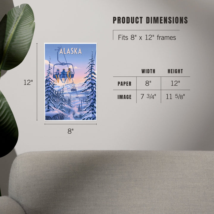 Alaska, Chill on the Uphill, Ski Lift, Art & Giclee Prints Art Lantern Press