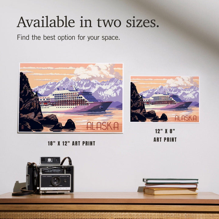 Alaska, Cruise Ship and Sunset, Art & Giclee Prints Art Lantern Press