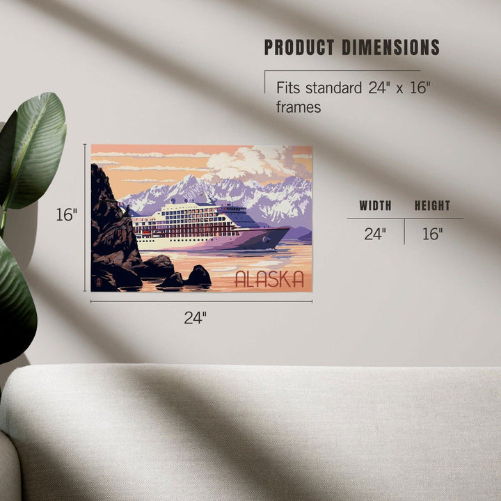 Alaska, Cruise Ship and Sunset, Art & Giclee Prints Art Lantern Press