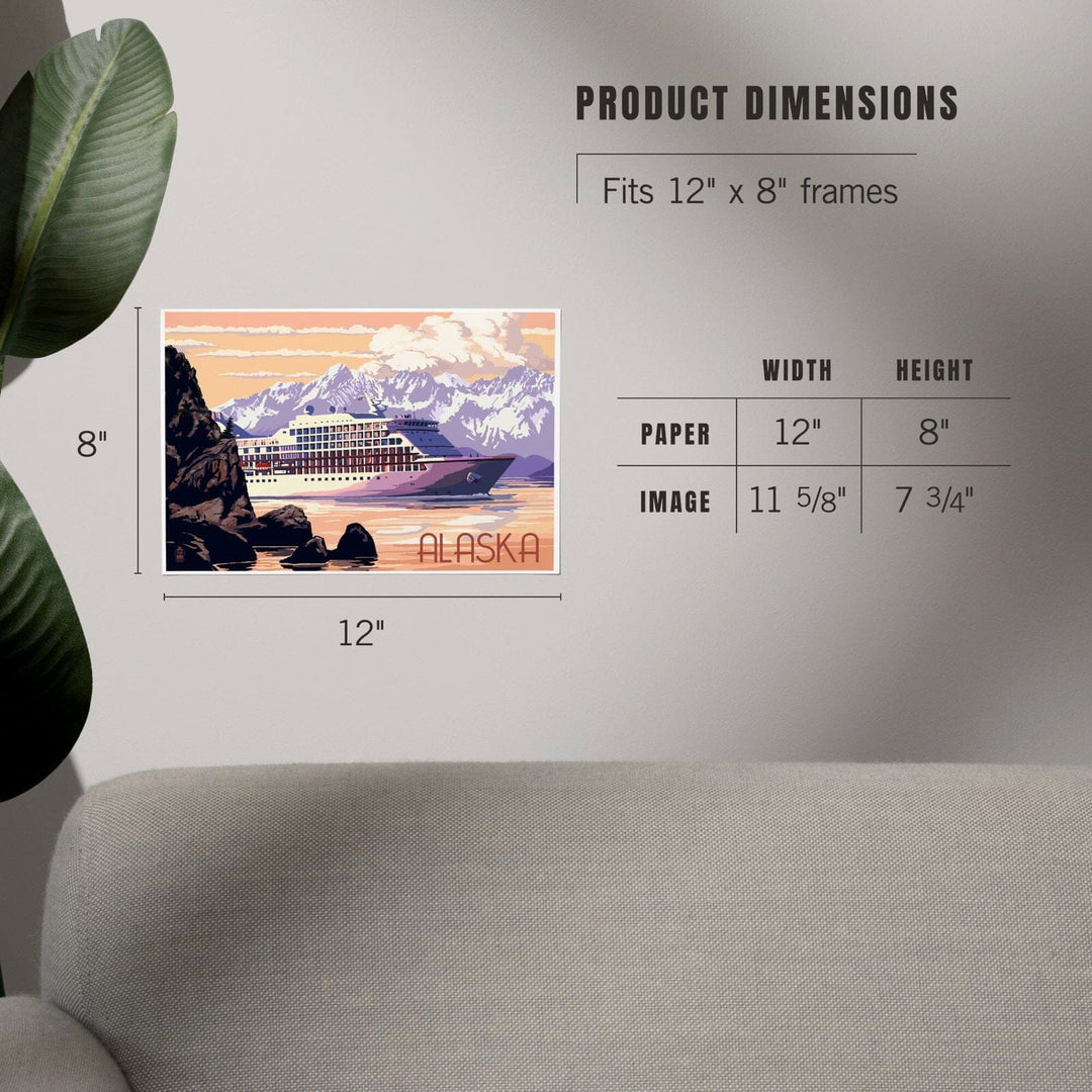 Alaska, Cruise Ship and Sunset, Art & Giclee Prints Art Lantern Press