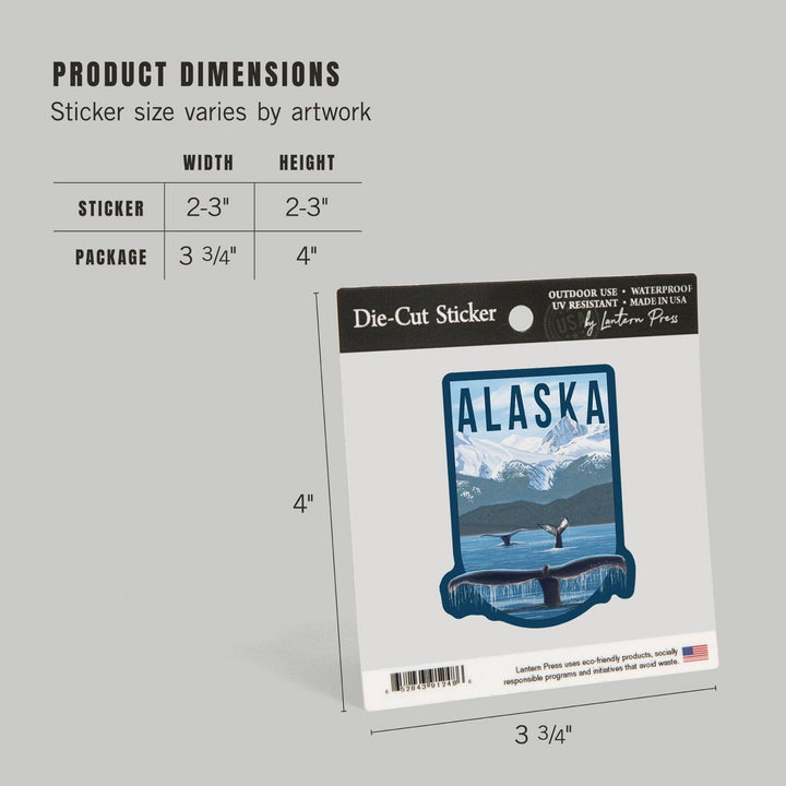 Alaska, Humpback Whale Family, Contour, Lantern Press Artwork, Vinyl Sticker Sticker Lantern Press