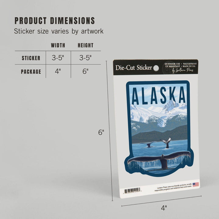 Alaska, Humpback Whale Family, Contour, Lantern Press Artwork, Vinyl Sticker Sticker Lantern Press