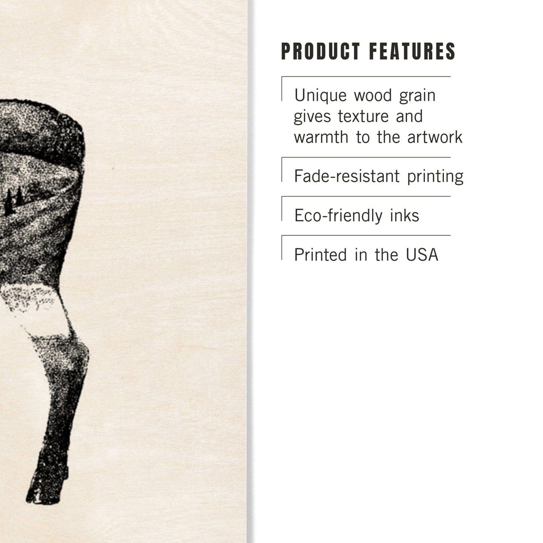 Alaska, Moose & Mountains, Double Exposure, Lantern Press Artwork, Wood Signs and Postcards Wood Lantern Press