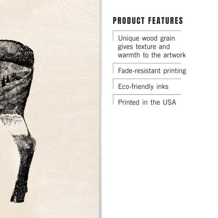 Alaska, Moose & Mountains, Double Exposure, Lantern Press Artwork, Wood Signs and Postcards Wood Lantern Press