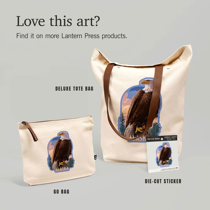 Alaska, Painterly, Bald Eagle, Contour, Vinyl Sticker Sticker Lantern Press