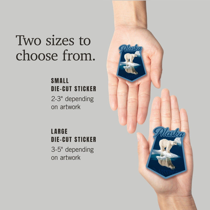 Alaska, Polar Bear and Reflection, Contour, Vinyl Sticker Sticker Lantern Press