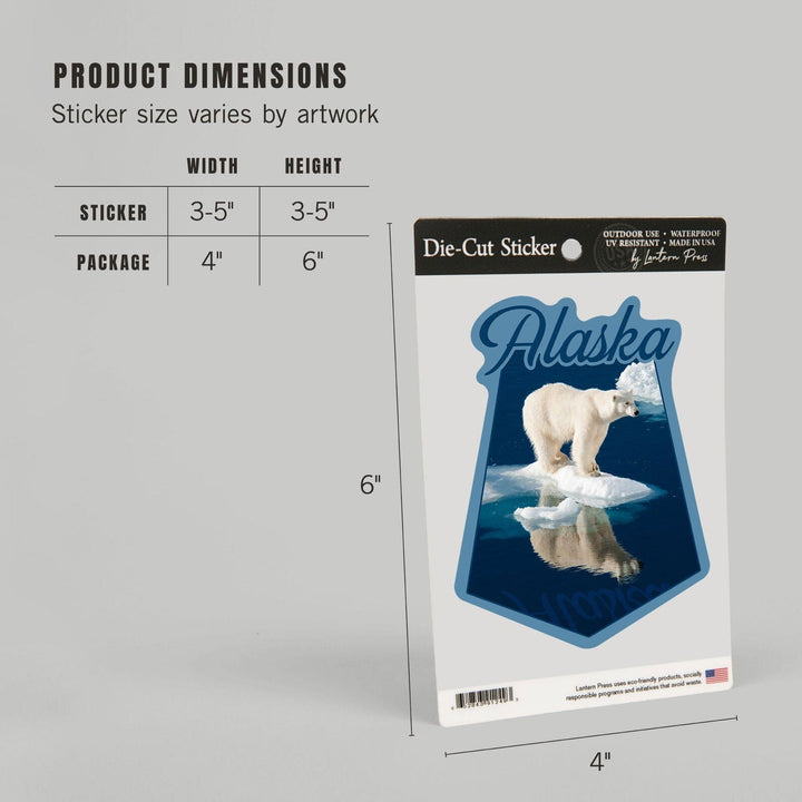 Alaska, Polar Bear and Reflection, Contour, Vinyl Sticker Sticker Lantern Press