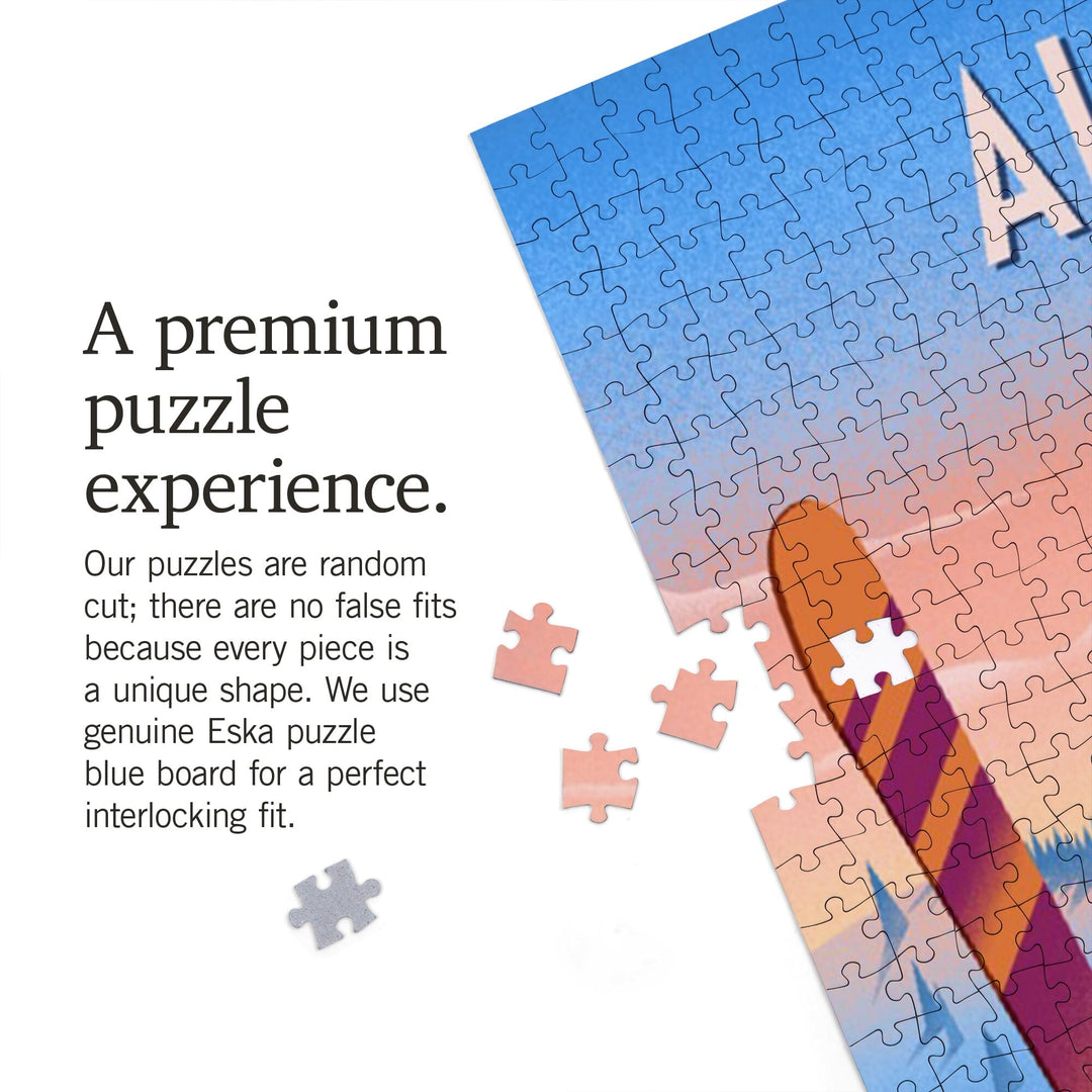 Alaska, Prepare for Takeoff, Skis in Snowbank, Jigsaw Puzzle Puzzle Lantern Press