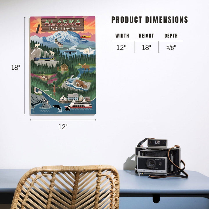 Alaska, Retro Scenes, Lantern Press Poster, Wood Signs and Postcards Wood Lantern Press